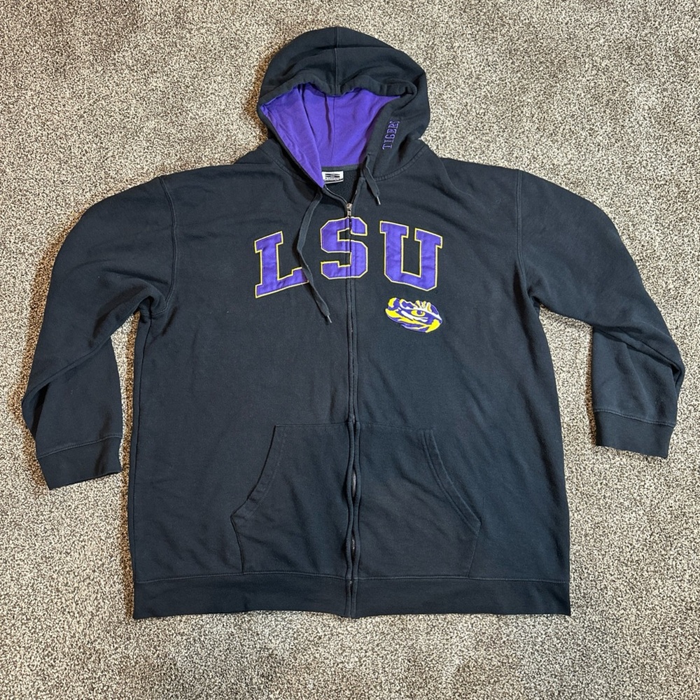 Vintage LSU Tigers Stadium Athletics Purple and Black Hoodie Full Zip Jacket